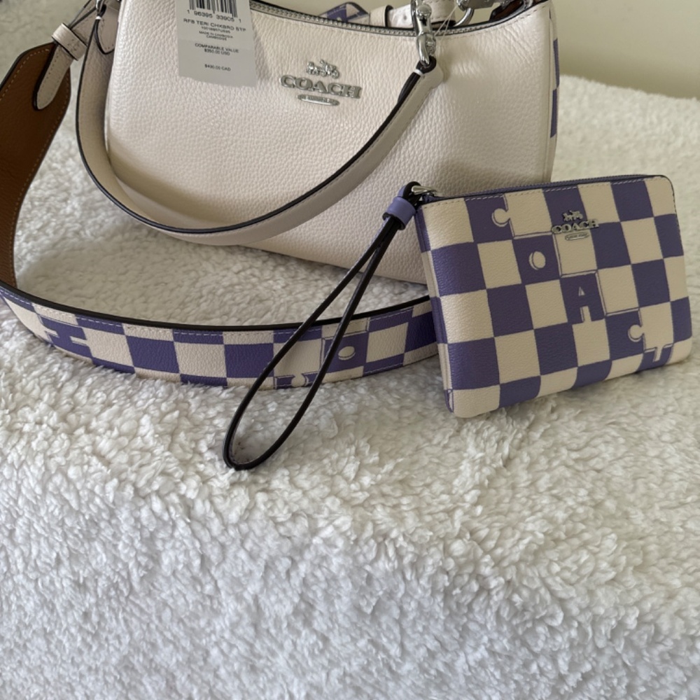 Coach Teri Checkerboard with straps with Corner Zip Wristlet and Snap Wallet . - Picture 2 of 10